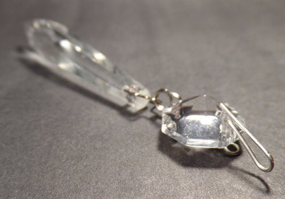 2 1/2" (63mm) LONG CLEAR CRYSTAL U-DROP PRISM CHROME PINS SOLD INDIVIDUALLY 153N