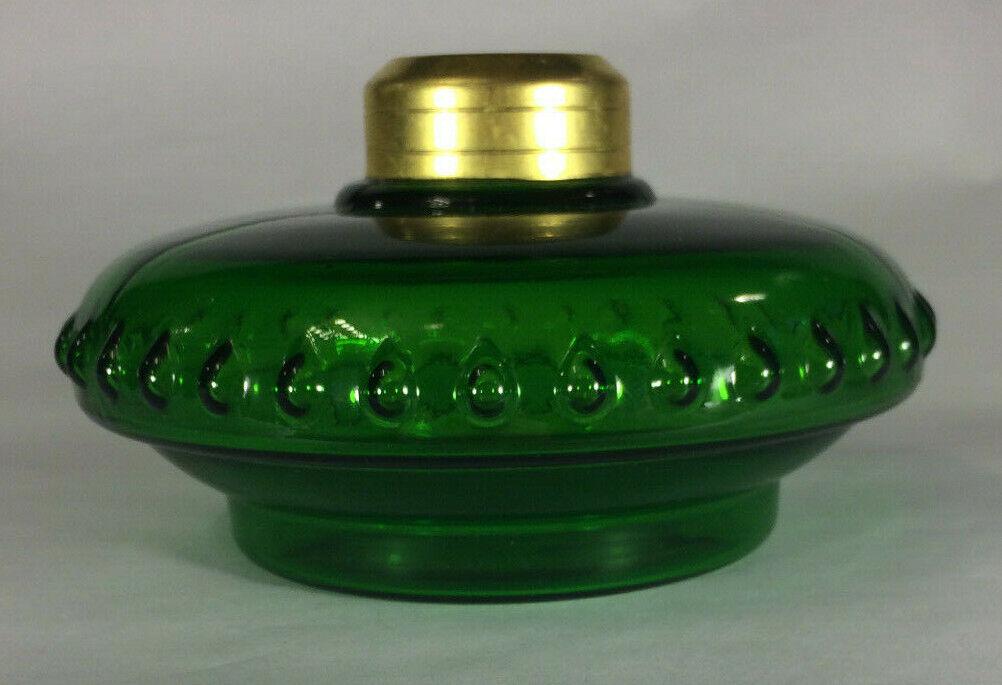 New Dark Green Glass Oil Lamp Font For Cast Iron Wall Bracket No. 2 Collar #105 - Stone Door Lamps