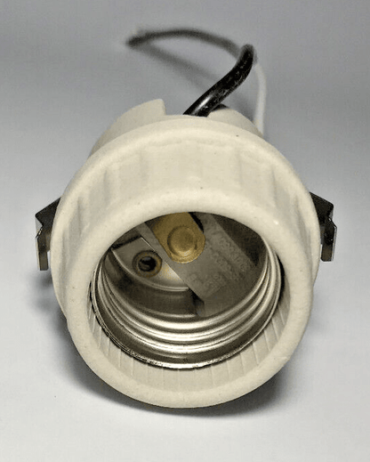 New Medium Base U-Clip Snap In Porcelain Keyless Fixture Socket, 8.5" Lead Wires