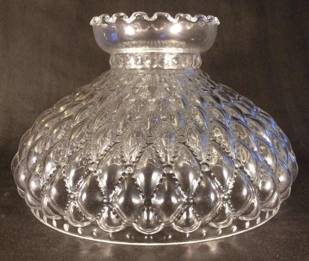 10" Clear Glass Diamond Quilted Quilt Oil Kerosene Lamp Shade fits Aladdin SH401