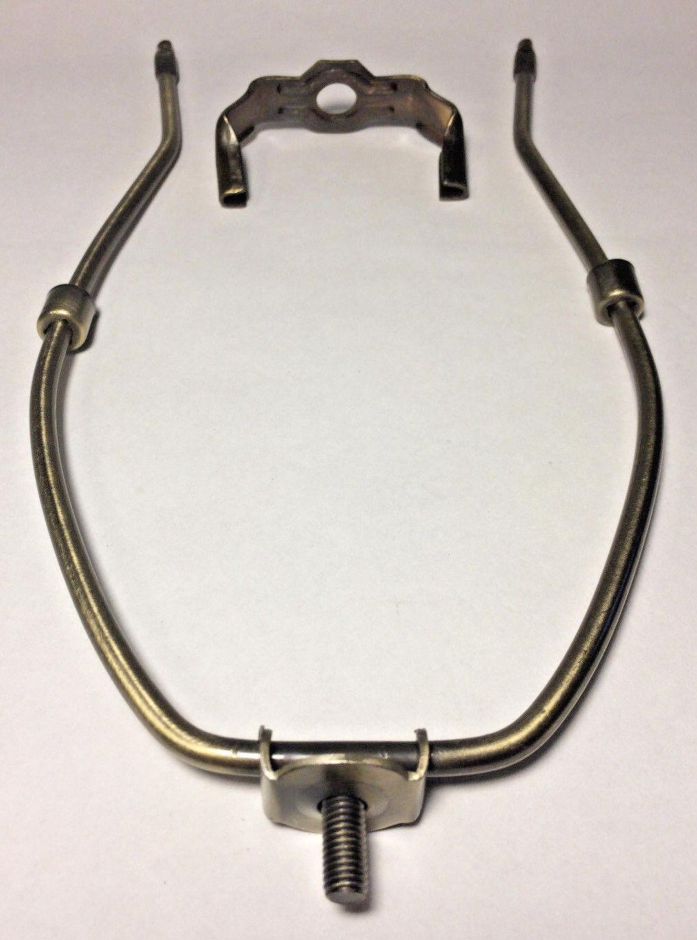 12" Antique Finish Heavy Brass Lamp HARP Shade Holder + Base for Lamp Repair - Stone Door Lamps