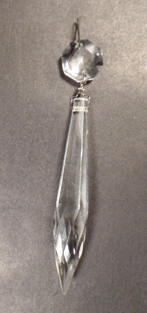 3" (76mm) LONG CLEAR CRYSTAL U-DROP PRISM, NICKEL PINS, SOLD INDIVIDUALLY #PR031