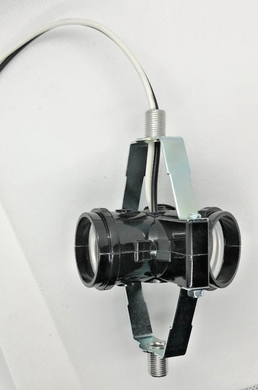 New Phenolic 3 Light Edison Base Socket Cluster w/ 8" Wire Leads, 3.5" Ht. SC703