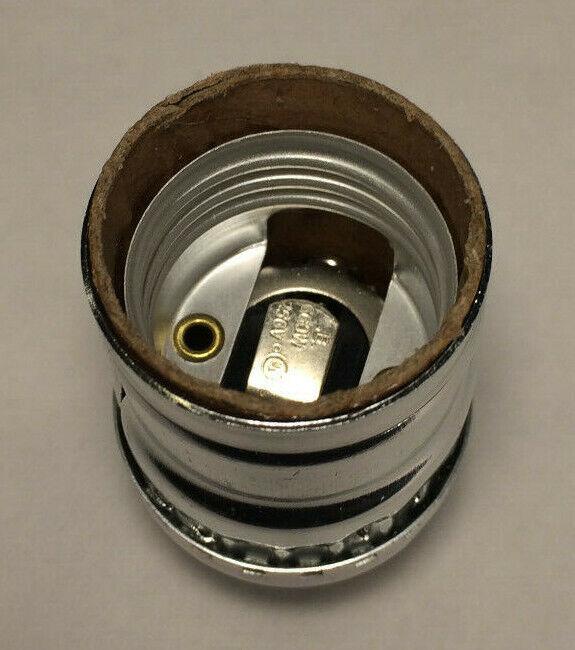 New Short Keyless Lamp Socket, Medium Base (E26), Nickel Finish #CS348N - Stone Door Lamps