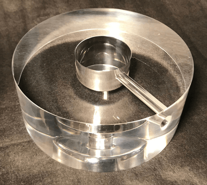 New 7" Diameter, 2" Thick Clear Round Acrylic Lamp Base Center Hole, Side Outlet - Stone Door Lamps