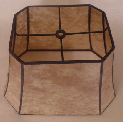 New Rectangle Mica Lamp Shade Parchment Color Cut Corner Copper Foil Frame 707N