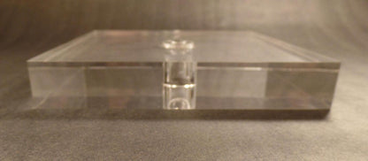 New 6" Diameter Clear Square Acrylic Lamp Base Break w/ Counter Sunk Center Hole - Stone Door Lamps