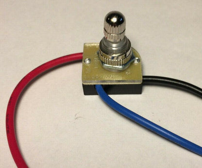 New 3 - Way 2 Circuit Rotary Switch w/ Nickel Plated Knob, 6" Long Wire Leads 402N - Stone Door Lamps