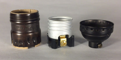 Bronze Brass Short Keyless Early Electric Industrial Style Uno Lamp Socket #290B