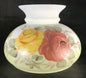 New 7" Opal Glass Student Lamp Shade, Hand Painted Victorian Roses Floral Scene