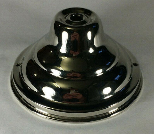 New 5 1/4" Diameter Brass Fixture Canopy w/ Nickel Finish, 2 3/4" Deep, #CA830N - Stone Door Lamps