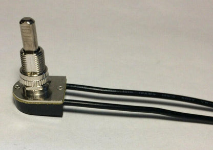 New On/Off Nickel Plated Push Canopy Switch, 5/8" Shank, 6" Wire Leads CS407N - Stone Door Lamps