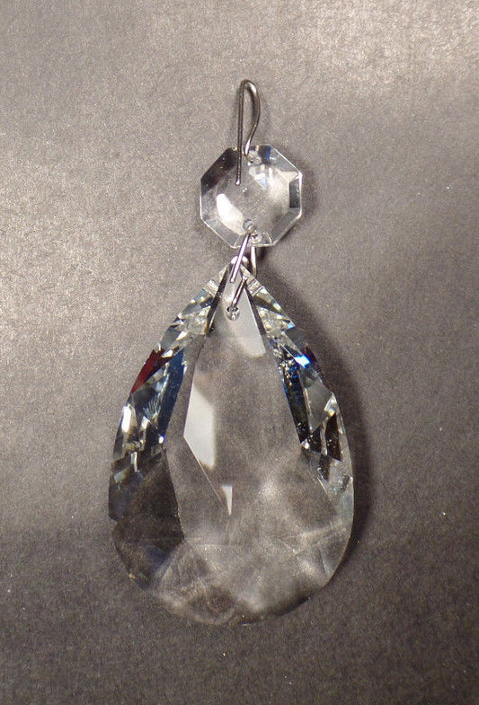1 1/8" (28mm)Clear Glass Crystal Pendalogue Prism w/ Chrome Pins Chandelier Lamp