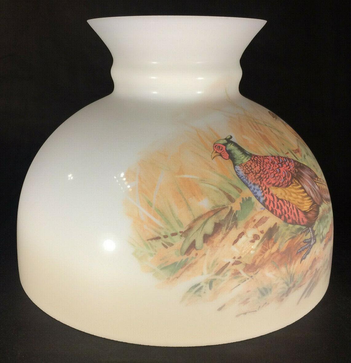New 10" Opal Glass Student Lamp Shade With Pheasants Scene Made In USA #PS033 - Stone Door Lamps