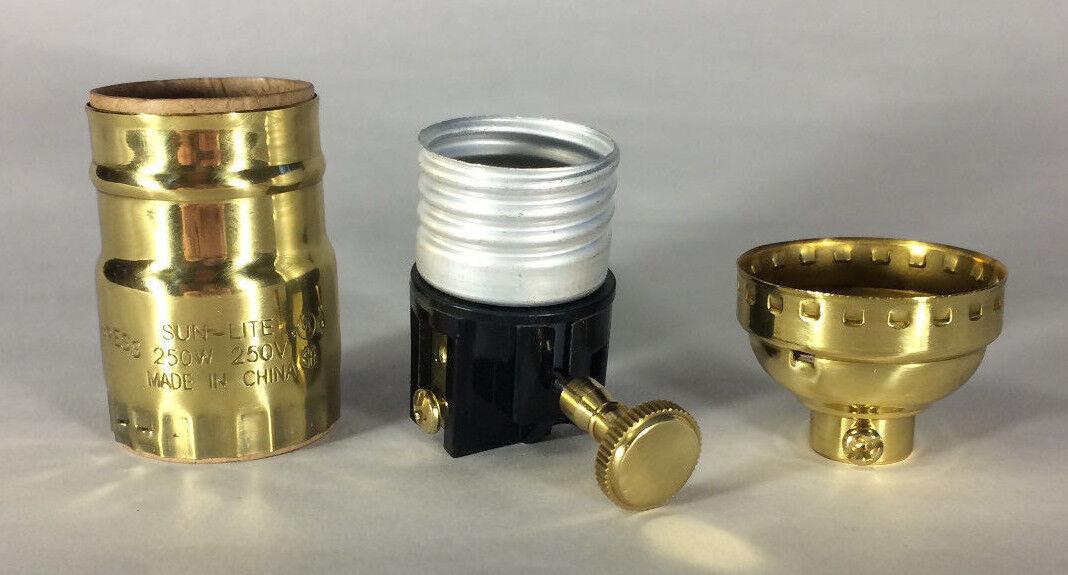 New On/Off Function Solid Brass Industrial Style Turn Knob Lamp Socket #SO274 - Stone Door Lamps