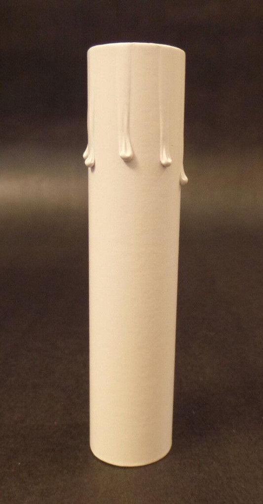 8" Flat White Paperboard Candle Cover w/ Drip Chandelier Lamp Socket, Candelabra - Stone Door Lamps
