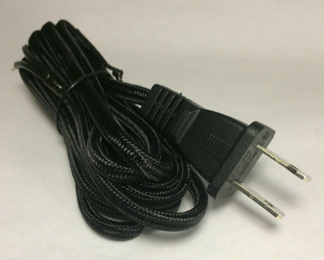 New 8 ft. Black Rayon Parallel Lamp Cord Set With Molded Plug, 18/2 SPT-1 #CS874