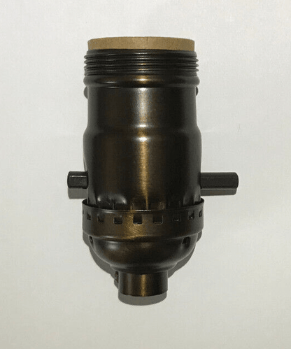 On/Off Antique Bronze Early Electric Style Uno Thread Push - Thru Lamp Socket 280B - Stone Door Lamps