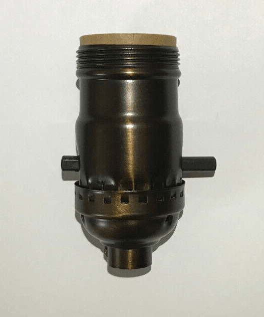 On/Off Antique Bronze Early Electric Style Uno Thread Push - Thru Lamp Socket 280B - Stone Door Lamps