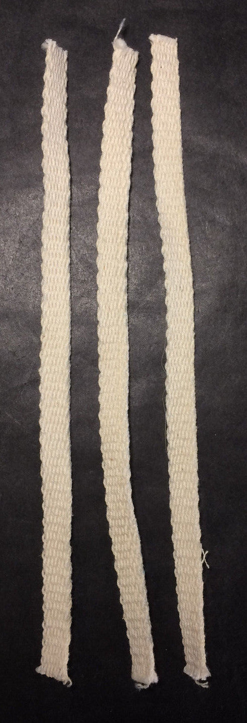 3-pack -3/8" x 7" LONG COTTON #00 LAMP WICK FOR ACORN & NUTMEG BURNERS USA MADE
