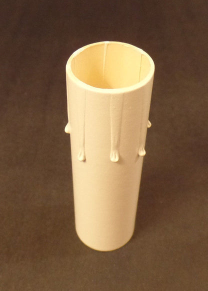 3" Ivory Paper Board Candle Cover w/ Drips Chandelier Lamp Socket, Candelabra