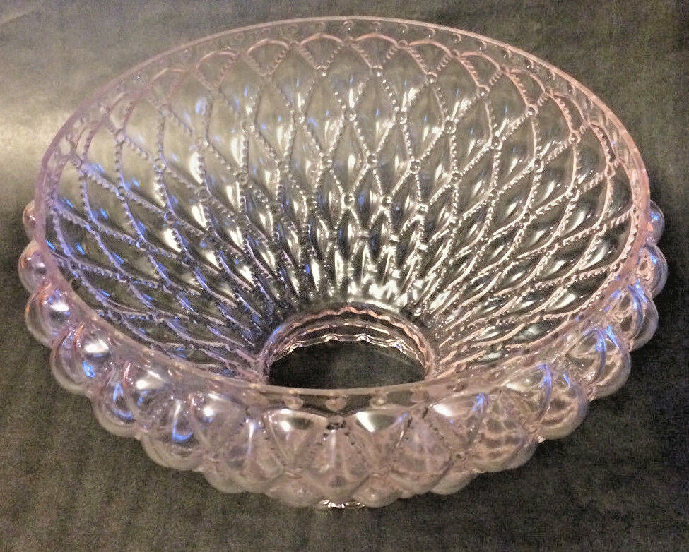 New 10" Student Lamp Shade Pink Crystal Glass Diamond Quilted, Crimp Top, #SH408