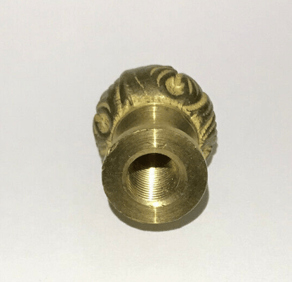 New 2" Antique Style Unfinished Brass Acanthus Lamp Finial, 1/8F Tap (3/8") 846U - Stone Door Lamps