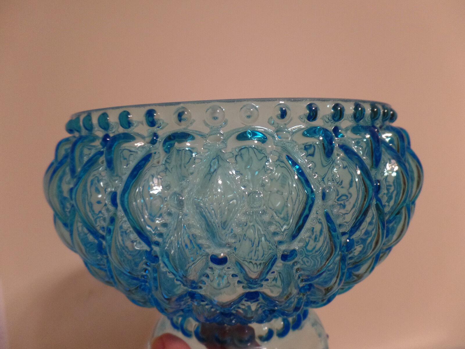 NEW 7" Diamond Quilted Light Blue Glass Oil Student Lamp Shade Crimp Top #PS663 - Stone Door Lamps