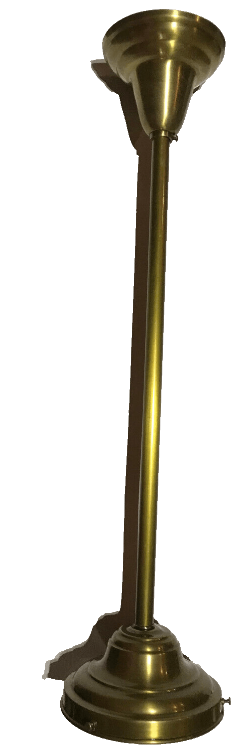 New Brass Pendant Fixture W/ 6" Shade Holder, Antique Brass Finish, 27" Drop Max - Stone Door Lamps