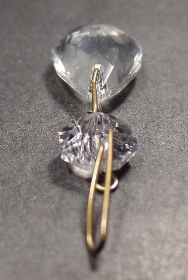 1 1/8" (28mm)Glass Crystal Pendalogue Prism w/ Antique Brass Pin Chandelier Lamp