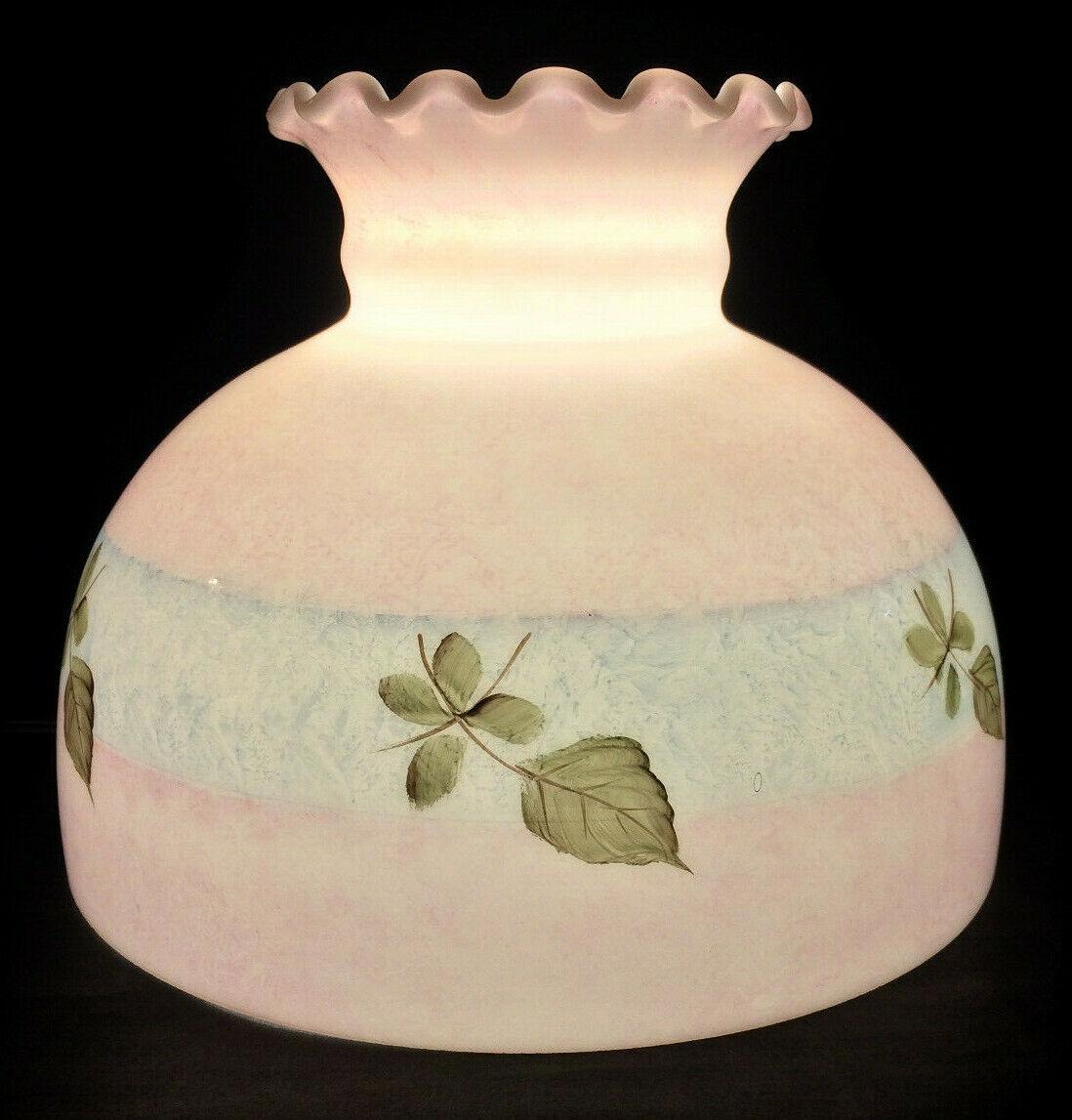 New 10" Hand Painted Student Shade W/ Queen Elizabeth Roses Mottled Carmine Tint - Stone Door Lamps