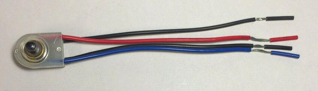 New On/Off Lighted Push Canopy Switch w/ Brass Nut, 6" Wire Leads, 3/8" Shank - Stone Door Lamps