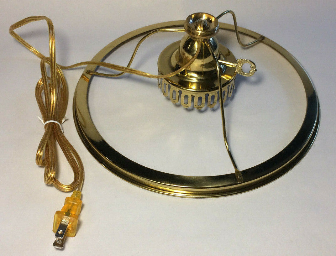 New #2 Electric Gallery W/ 10" Undersocket Shade Holder, Solid Brass, Gold Cord