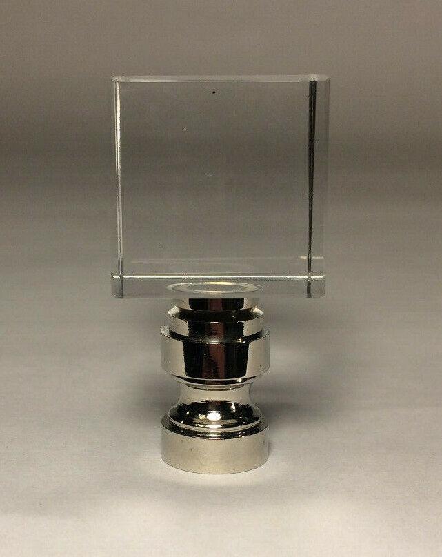 New Clear Crystal Cube Lamp Harp Finial, Nickel Base, 1 3/4" ht., 1/4 - 27 #LF090 - Stone Door Lamps