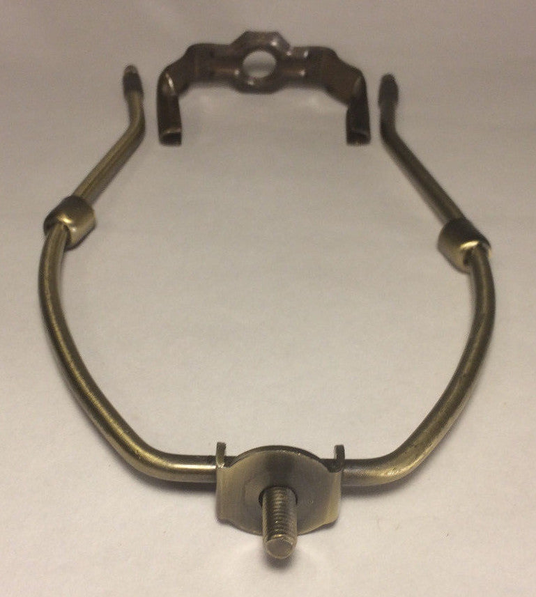 6" Heavy Duty Antique Finish Brass Lamp HARP Shade Holder + Base,  Lamp Repair