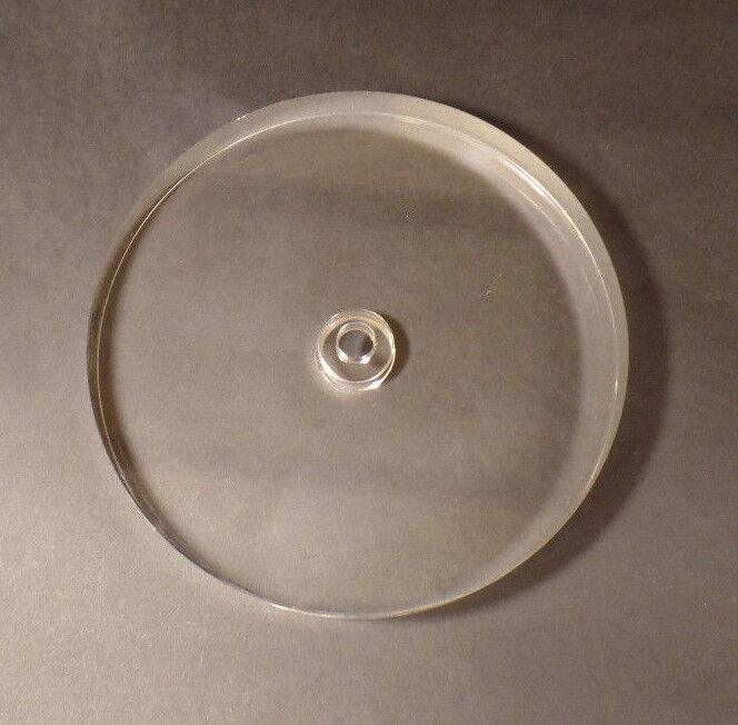 New 7" Diameter Clear Round Acrylic Lamp Break Base w/ Center Hole, No Wire Way - Stone Door Lamps