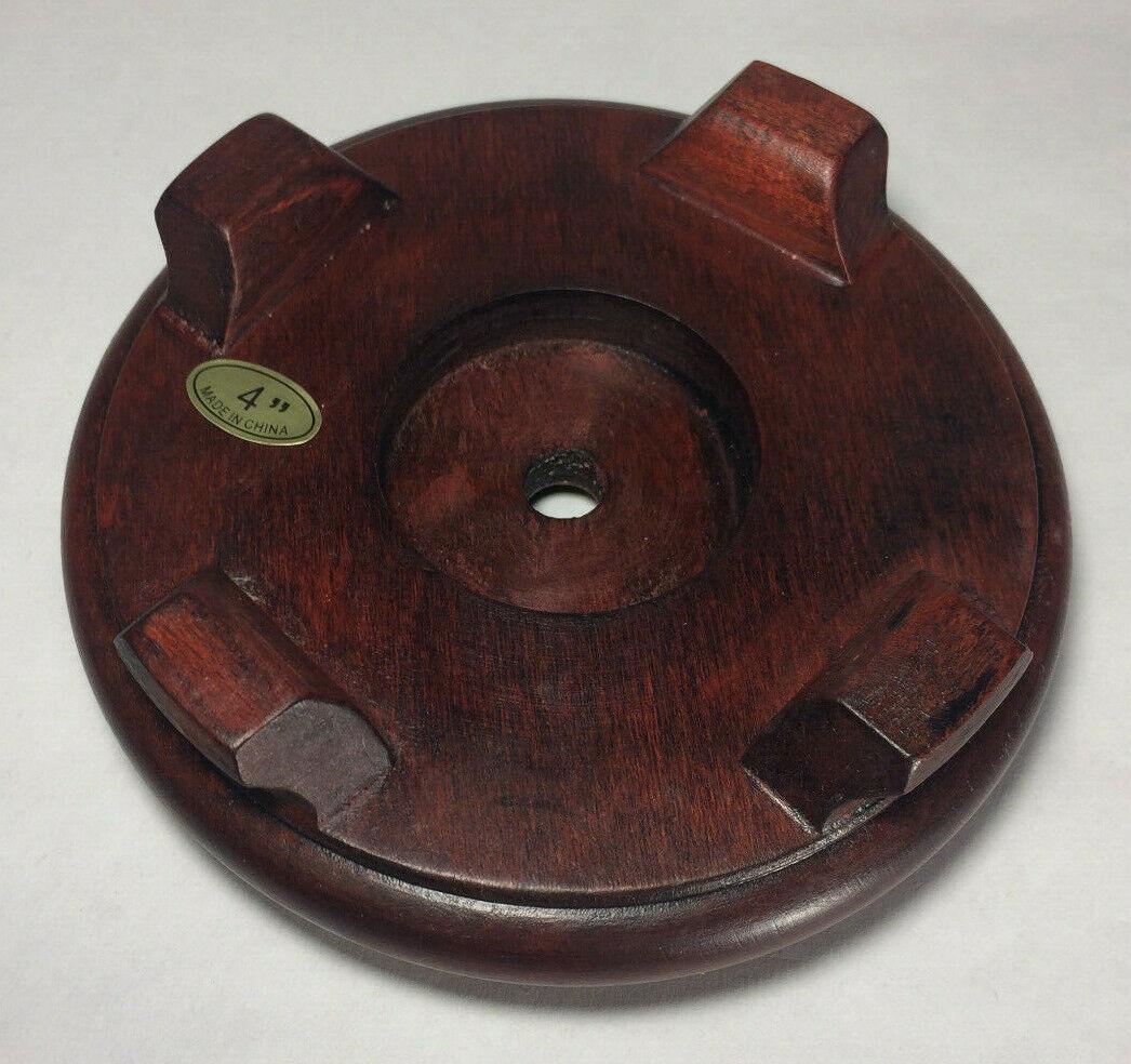 New 4" Footed Oriental Wooden Lamp Base w/ Rosewood Finish 1/8 IP Slip #WB252R - Stone Door Lamps