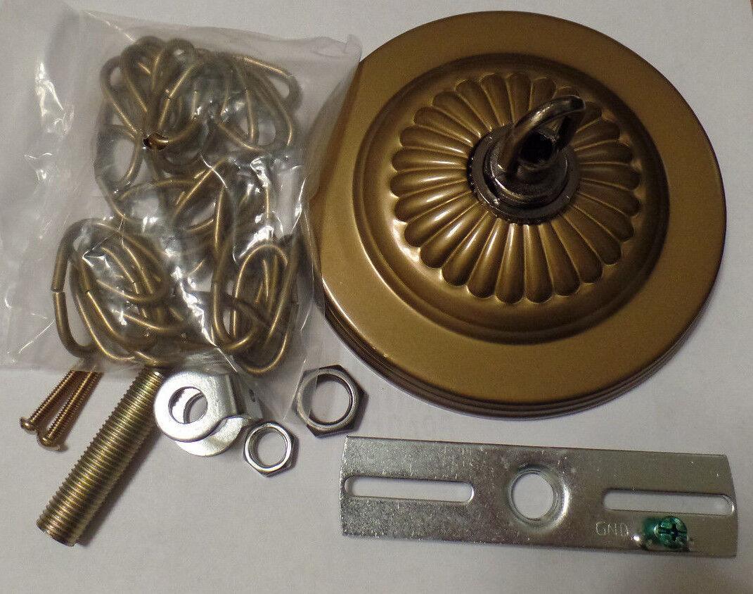 5 1/4" Solid Brass Canopy Kit With 3' Chain Antique Brass Finish With Loop #836A - Stone Door Lamps
