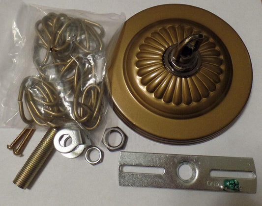 5 1/4" Solid Brass Canopy Kit With 3' Chain Antique Brass Finish With Loop #836A - Stone Door Lamps