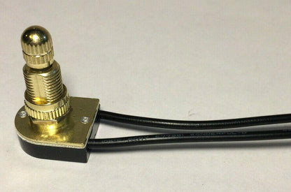 New Tall Brass On/Off Rotary Canopy Switch, 5/8" Shank, 6" Long Wire Leads RS406 - Stone Door Lamps
