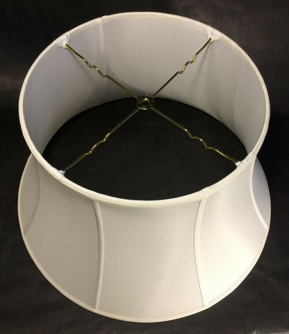 New 20" Silk Lamp Shade, Shallow Drum, Off White High Quality Tissue Shantung