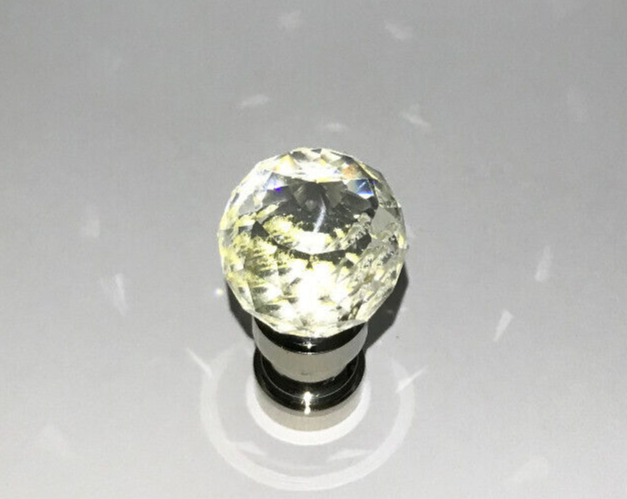 New 1 9/16" Lead Crystal Lamp Finial With Nickel Finish Base, 1/4-27F, #CF142N