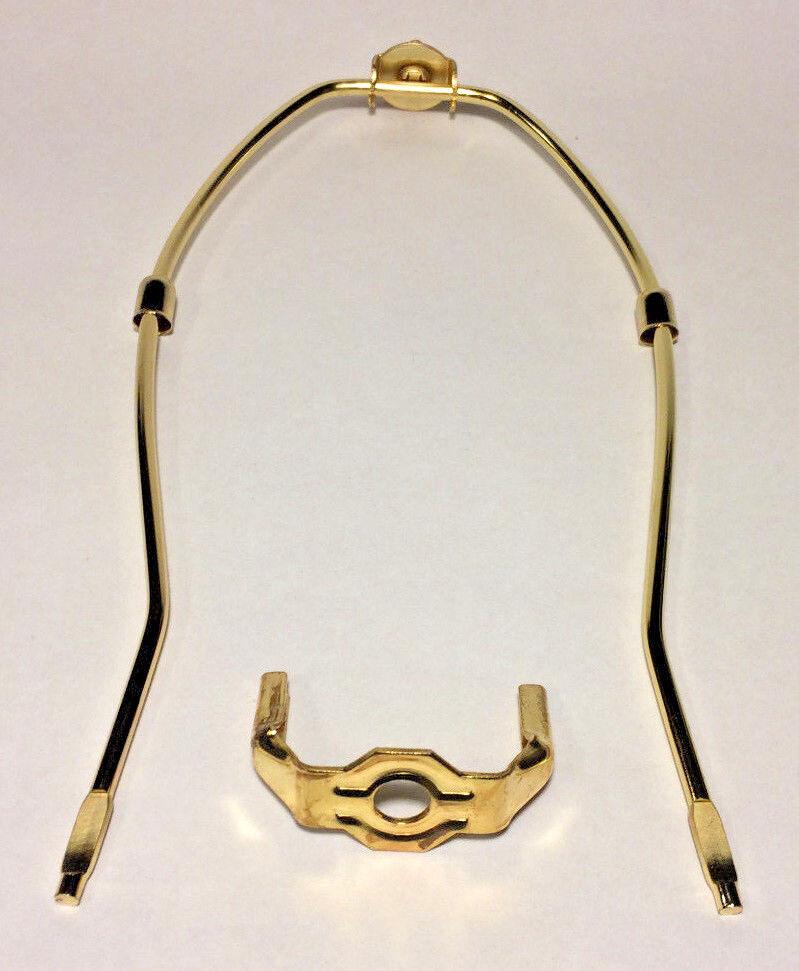 New 11 1/2" Brass Lamp HARP Shade Holder w/Base for Lamp Repair, Regular weight - Stone Door Lamps