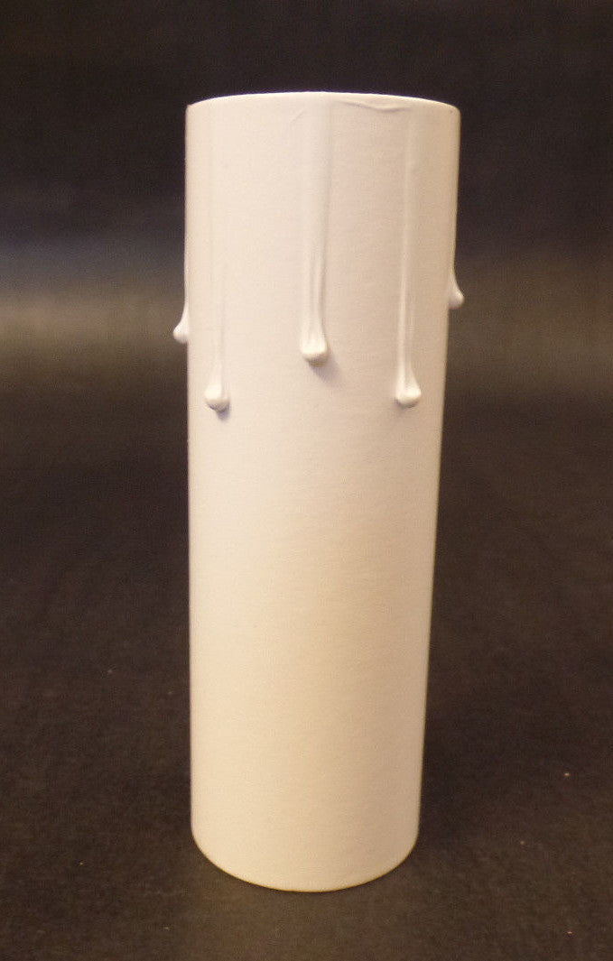 4" Flat White Paper Board Candle Cover w/ Drip Chandelier Lamp Socket, Standard