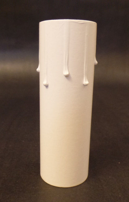 4" Flat White Paper Board Candle Cover w/ Drip Chandelier Lamp Socket, Standard