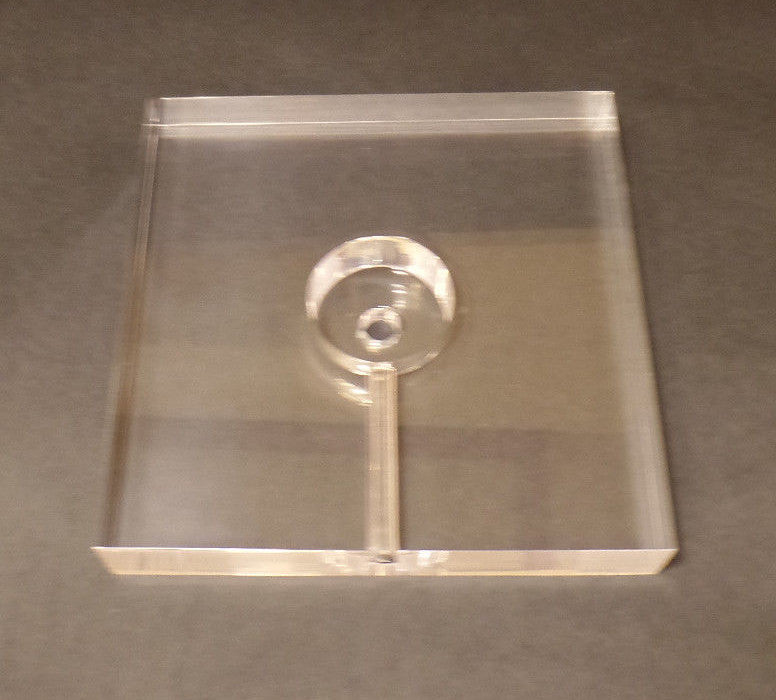 4 1/2" Diameter Clear Square Acrylic Lamp Base w/ Center Hole & Side Outlet #288
