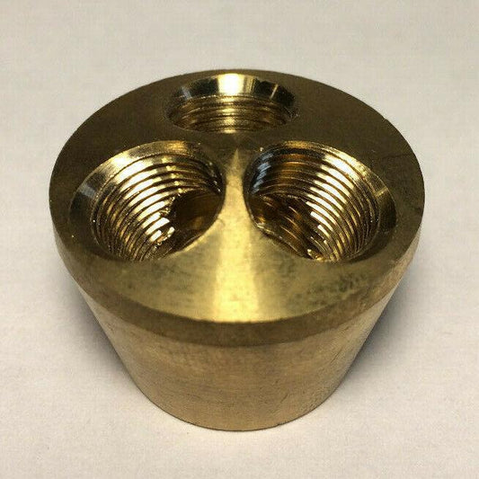 New Turned Brass 1 Pc. Modern Cluster, 3 Top Holes, 3 Light, Unfinished #CB439U - Stone Door Lamps