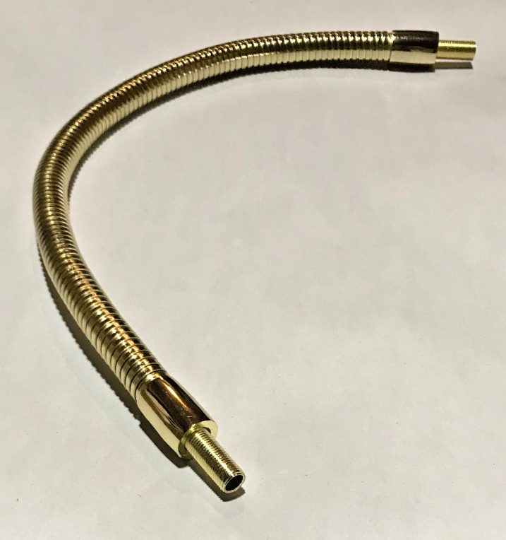 New 18" Long Flexible Brass Plated Steel Lamp Arm, 1 9/32" Diameter, 1/8M #LA079