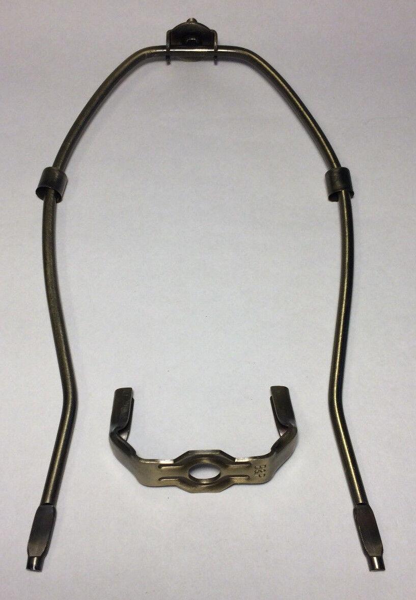 9" Antique Finish Heavy Brass Lamp HARP Shade Holder + Base for Lamp Repair - Stone Door Lamps