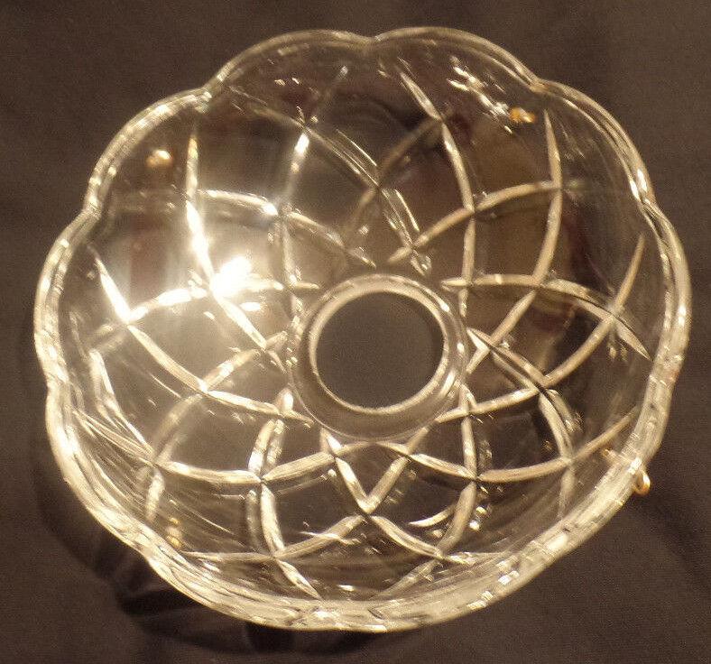 NEW 4" Pressed Glass Round Lamp Prism Chandelier Bobeche w/ 4 Brass Pins #BB900 - Stone Door Lamps